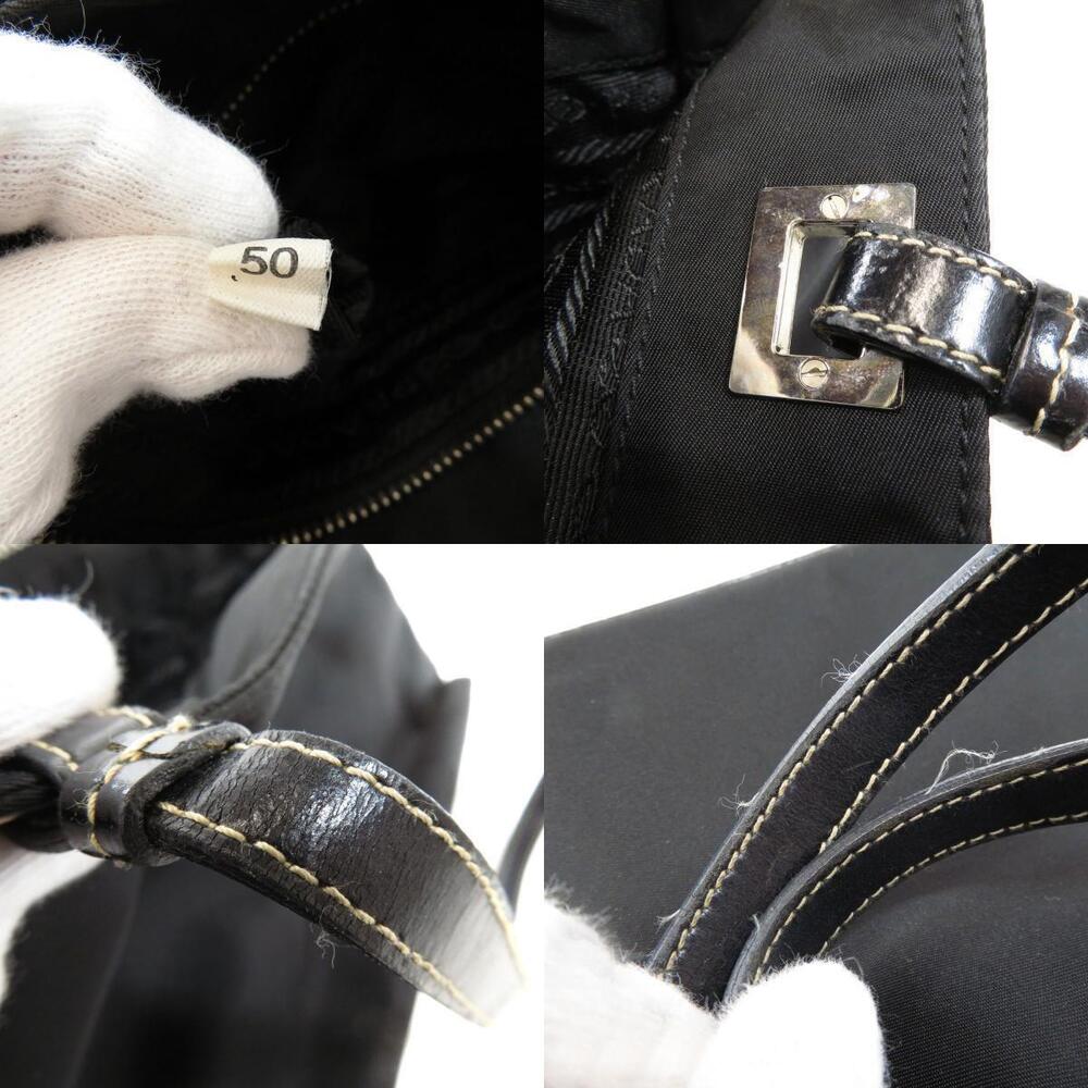 Prada Tote Tessuto Leather Shoulder Black Bag Black - Picture 8 of 11